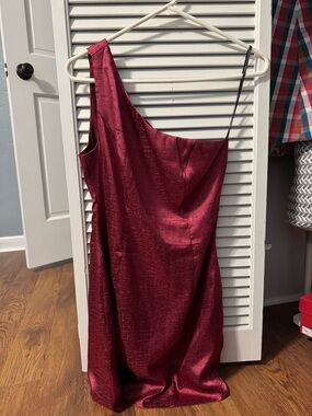 Lulu's Wine Red Textured Satin Dress